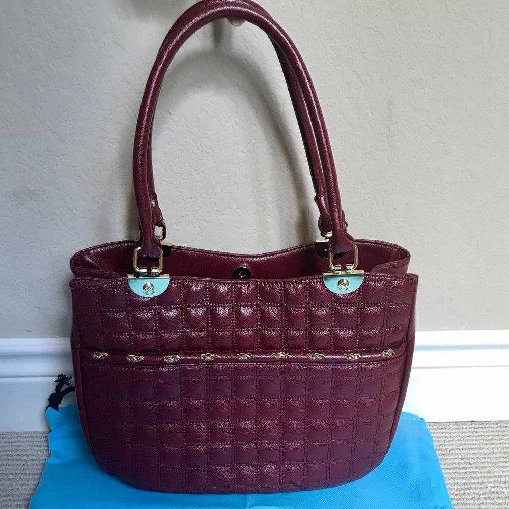 Antonio Melani Burgundy Christina Quilted Leather Bag